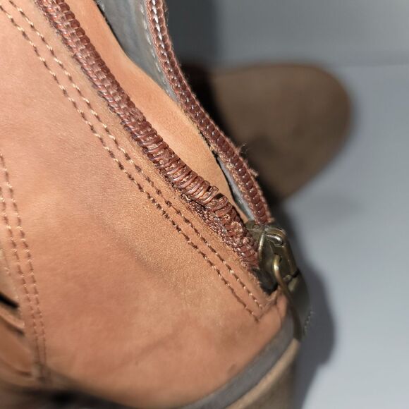 Free People‎ Hybrid Boot Strappy Tan Leather Block Heel Ankle Women's 6 Western - Picture 8 of 9